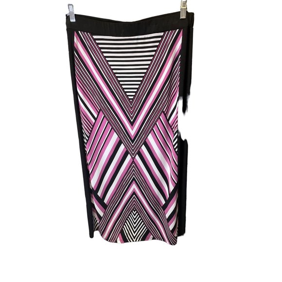 Michael Kors Dresses & Skirts - Michael by Michael Kors Long Slinky Black Pink Geometric Pull On Skirt